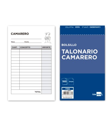 Talonario liderpapel camarero bolsillo original t150