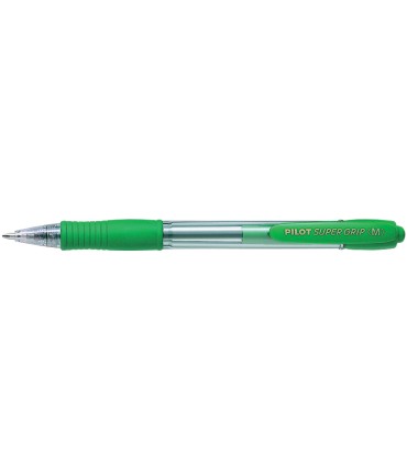 Boligrafo pilot super grip verde retractil sujecion de caucho tinta base de aceite