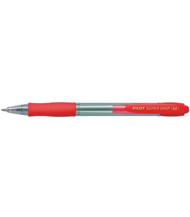 Boligrafo pilot super grip rojo retractil sujecion de caucho tinta base de aceite