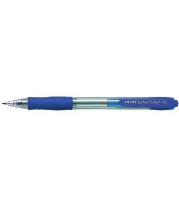 Boligrafo pilot super grip azul retractil sujecion de caucho tinta base de aceite