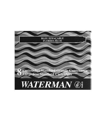 Tinta estilografica waterman negra caja de 8 cartuchos standard largos