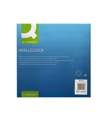 Reloj q connect de pared plastico oficina redondo 34 cm marco negro