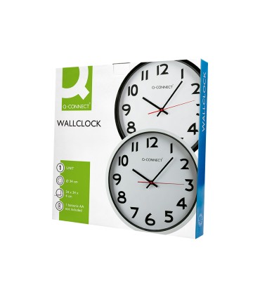 Reloj q connect de pared plastico oficina redondo 34 cm marco negro