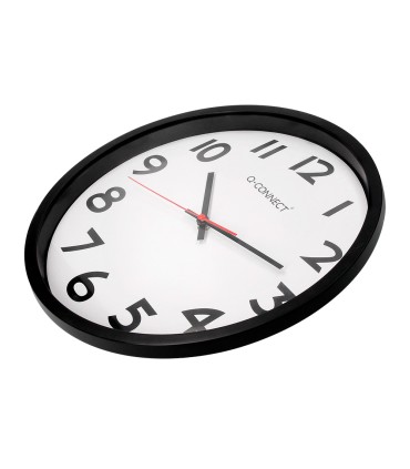 Reloj q connect de pared plastico oficina redondo 34 cm marco negro