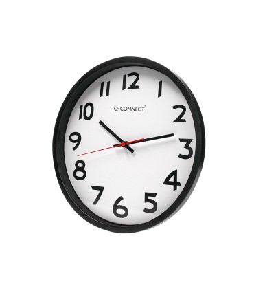 Reloj q connect de pared plastico oficina redondo 34 cm marco negro