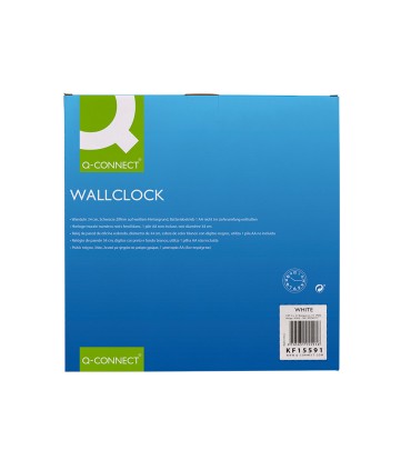 Reloj q connect de pared plastico oficina redondo 34 cm marco blanco