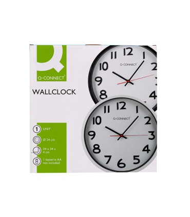 Reloj q connect de pared plastico oficina redondo 34 cm marco blanco