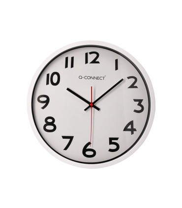 Reloj q connect de pared plastico oficina redondo 34 cm marco blanco