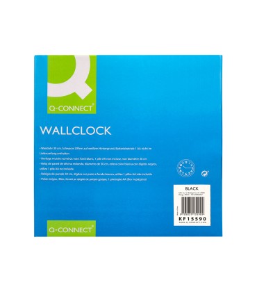 Reloj q connect de pared plastico oficina redondo 30 cm marco negro