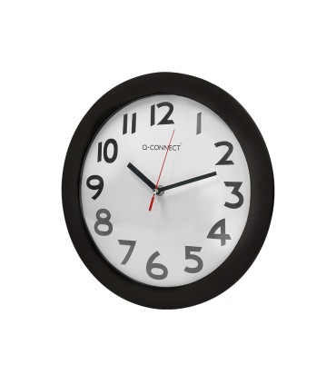 Reloj q connect de pared plastico oficina redondo 30 cm marco negro