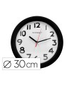 Reloj q-connect de pared plastico oficina redondo 30 cm marco negro