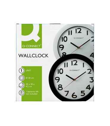 Reloj q connect de pared plastico oficina redondo 30 cm marco blanco