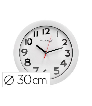 Reloj q connect de pared plastico oficina redondo 30 cm marco blanco