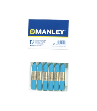 Lapices cera manley unicolor azul celeste n17 caja de 12 unidades