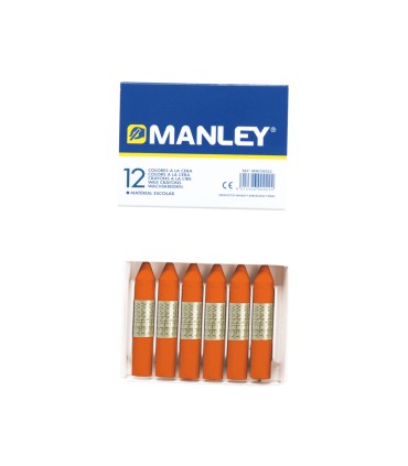 Lapices cera manley unicolor naranja n6 caja de 12 unidades