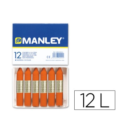 Lapices cera manley unicolor naranja n6 caja de 12 unidades