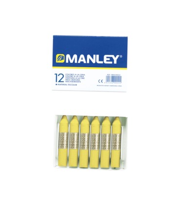 Lapices cera manley unicolor amarillo claro n4 caja de 12 unidades