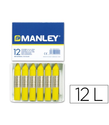 Lapices cera manley unicolor amarillo limon n2 caja de 12 unidades