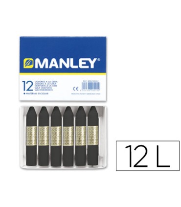 Lapices cera manley unicolor negro n30 caja de 12 unidades