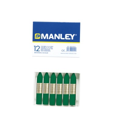 Lapices cera manley unicolor verde esmeralda n24 caja de 12 unidades