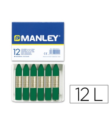 Lapices cera manley unicolor verde esmeralda n24 caja de 12 unidades