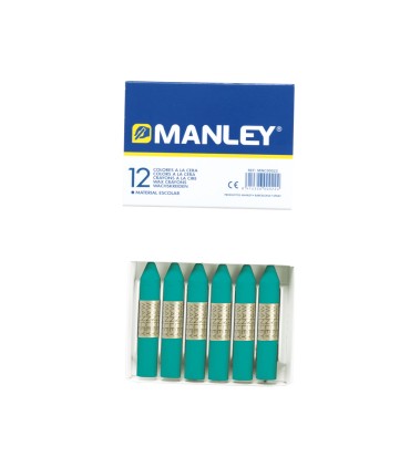 Lapices cera manley unicolor verde turquesa n23 caja de 12unidades