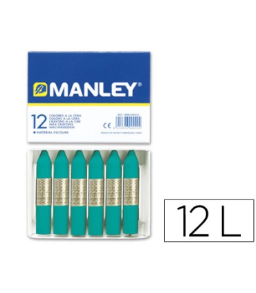 Lapices cera manley unicolor verde turquesa n23 caja de 12unidades