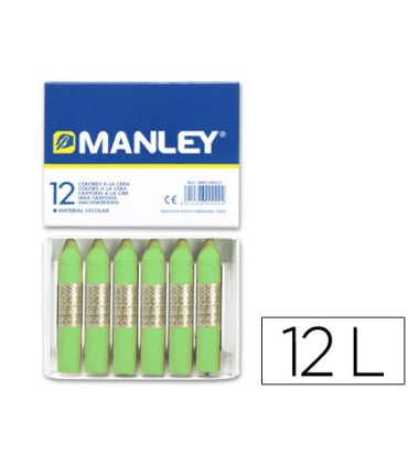 Lapices cera manley unicolor verde amarillento n22 caja de12 unidades