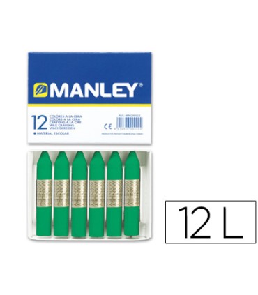 Lapices cera manley unicolor verde natural n21 caja de 12 unidades