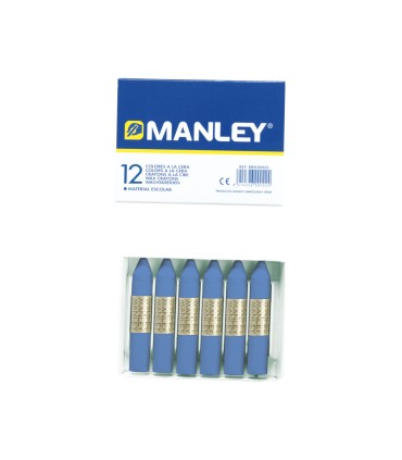 Lapices cera manley unicolor azul ultramar n18 caja de 12 unidades