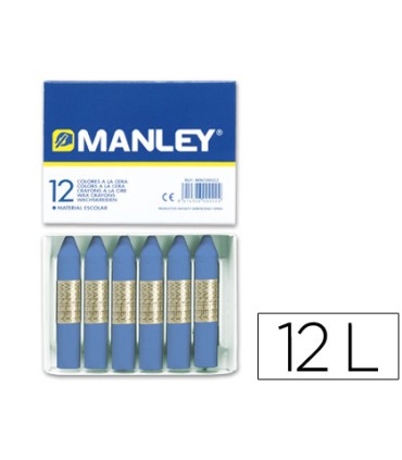 Lapices cera manley unicolor azul ultramar n18 caja de 12 unidades