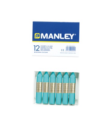 Lapices cera manley unicolor azul turquesa n16 caja de 12 unidades