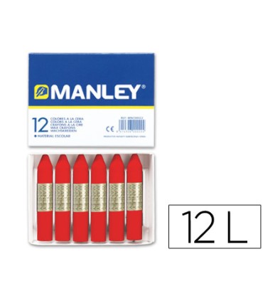 Lapices cera manley unicolor rojo escarlata n9 caja de 12 unidades