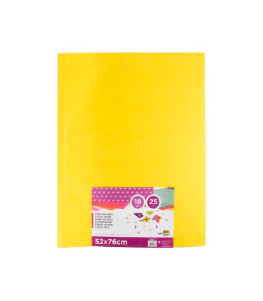 Papel seda liderpapel amarillo 52x76 cm 18 gr paquete de 25 hojas