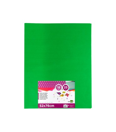 Papel seda liderpapel verde medio 52x76 cm 18 gr paquete de 25 hojas