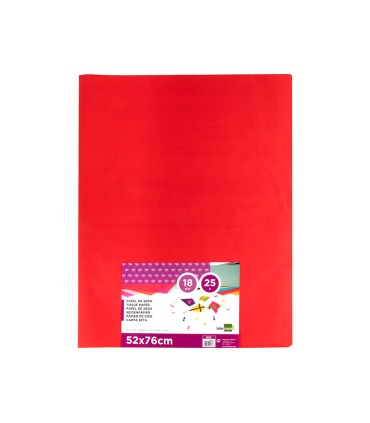 Papel seda liderpapel rojo 52x76 cm 18 gr paquete de 25 hojas