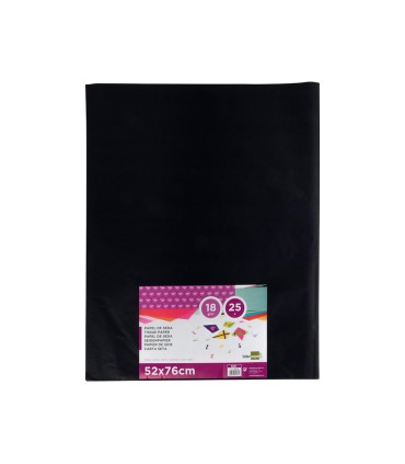 Papel seda liderpapel negro 52x76 cm 18 gr paquete de 25 hojas