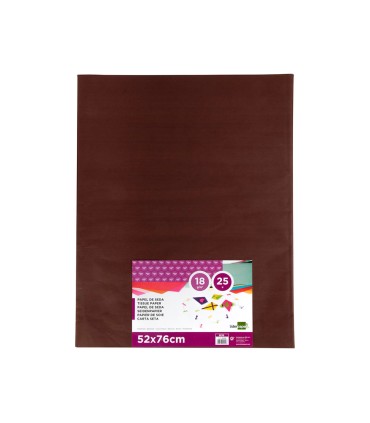 Papel seda liderpapel marron 52x76 cm 18 gr paquete de 25 hojas