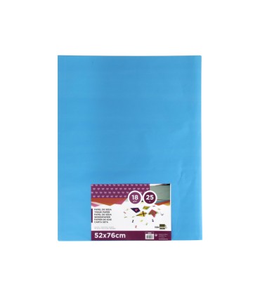 Papel seda liderpapel celeste 52x76 cm 18 gr paquete de 25 hojas