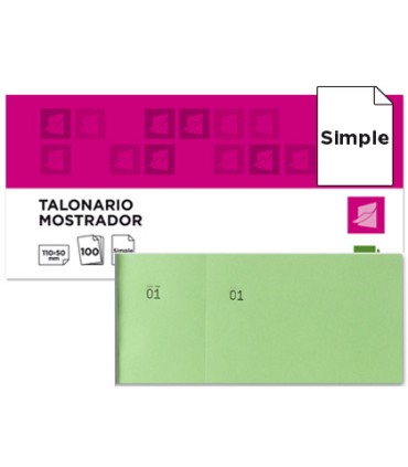 Talonario liderpapel mostrador 50x110 mm tl12 verde con matriz