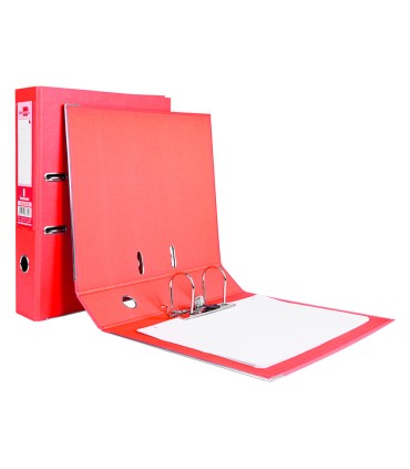 Archivador de palanca liderpapel folio documenta forrado pvc con rado lomo 75mm rojo compresor metalico