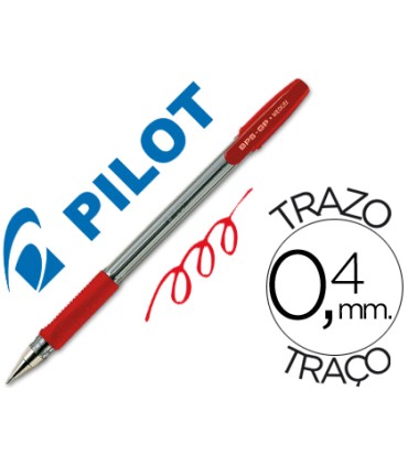 Boligrafo pilot bps gp rojo sujecion de caucho tinta base de aceite con capuchon