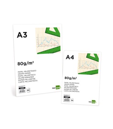 Bloc papel milimetrado liderpapel encolado 297x420 mm 50 hojas 80g m2