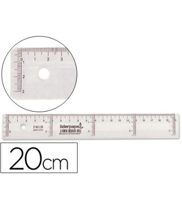 Regla liderpapel plastico cristal 20 cm