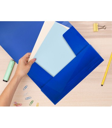 Carpeta liderpapel gomas solapas 34962 polipropileno din a4 azul translucido