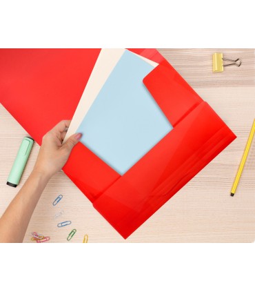 Carpeta liderpapel gomas solapas 34960 polipropileno din a4 rojo translucido