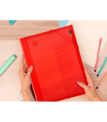 Carpeta liderpapel gomas solapas 34960 polipropileno din a4 rojo translucido