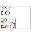 Etiqueta adhesiva apli 1281 tamaño 210x297 mm fotocopiadora laser ink-jet caja con 100 hojas din a4