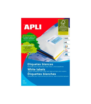 Etiqueta adhesiva apli 1274 tamano 105x37 mm fotocopiadora laser ink jet caja con 100 hojas din a4