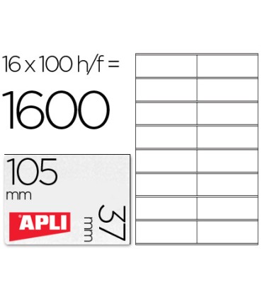 Etiqueta adhesiva apli 1274 tamano 105x37 mm fotocopiadora laser ink jet caja con 100 hojas din a4